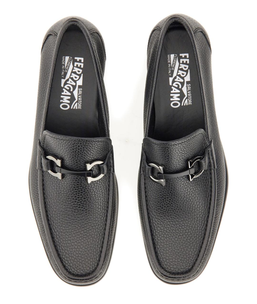 FERRAGAMO Черные кожаные лоферы, фото 3