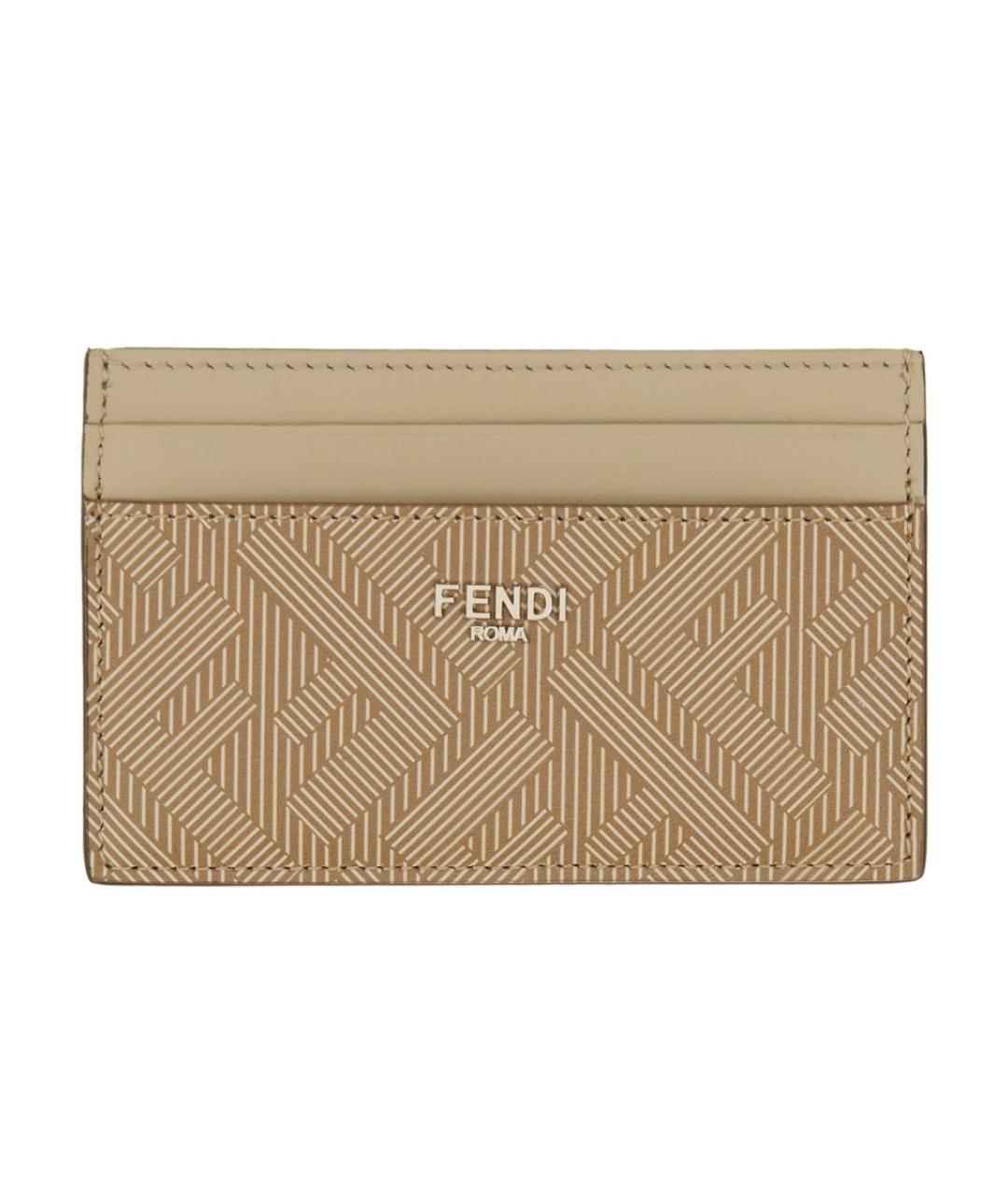 FENDI Бежевый кожаный кардхолдер, фото 1