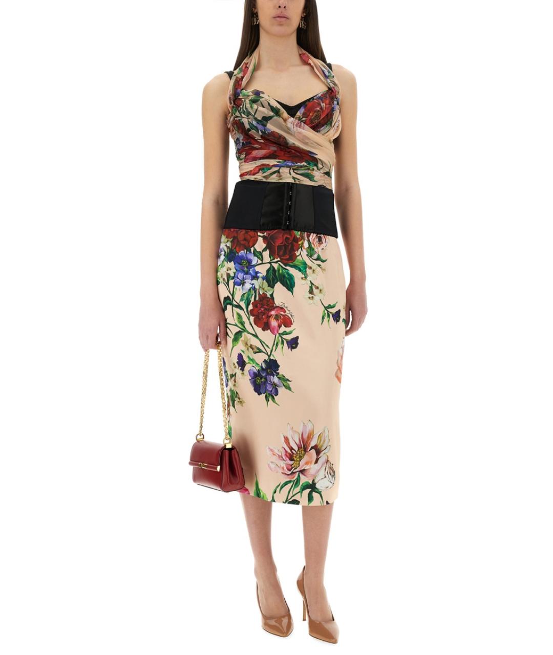 DOLCE&GABBANA Розовая вискозная юбка миди, фото 3