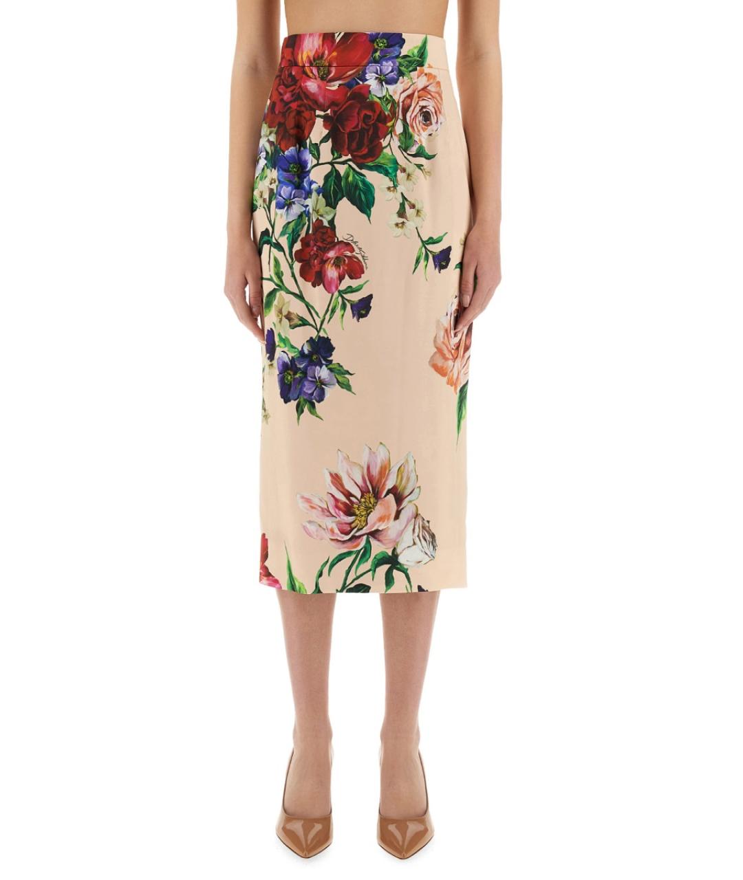 DOLCE&GABBANA Розовая вискозная юбка миди, фото 2