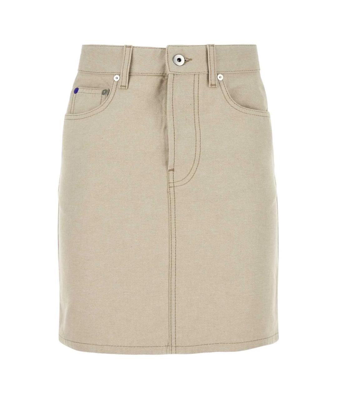 BURBERRY Бежевая хлопковая юбка миди, фото 1