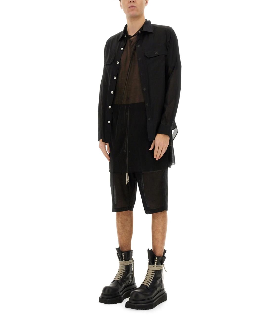 RICK OWENS Черная хлопковая кэжуал рубашка, фото 3