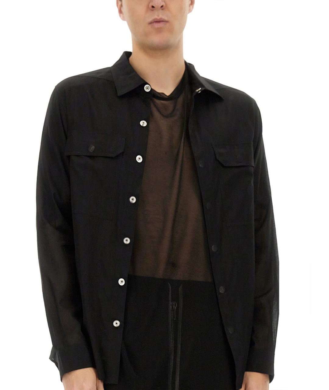 RICK OWENS Черная хлопковая кэжуал рубашка, фото 2