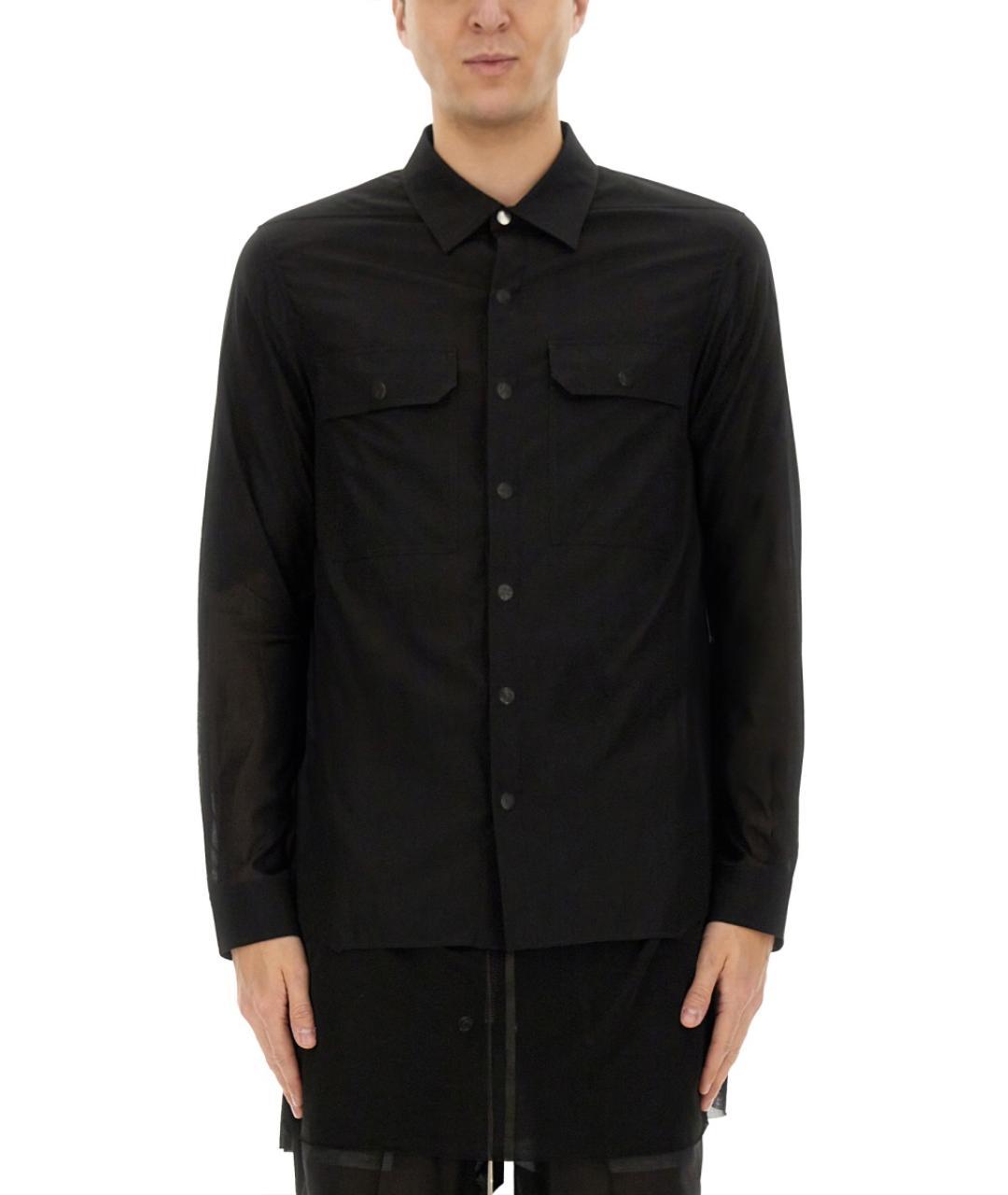RICK OWENS Черная хлопковая кэжуал рубашка, фото 4