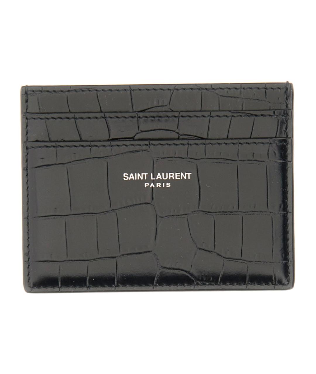 SAINT LAURENT Черный кожаный кардхолдер, фото 1