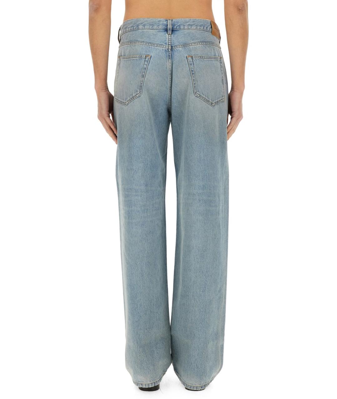 SAINT LAURENT Голубые хлопковые прямые джинсы, фото 4