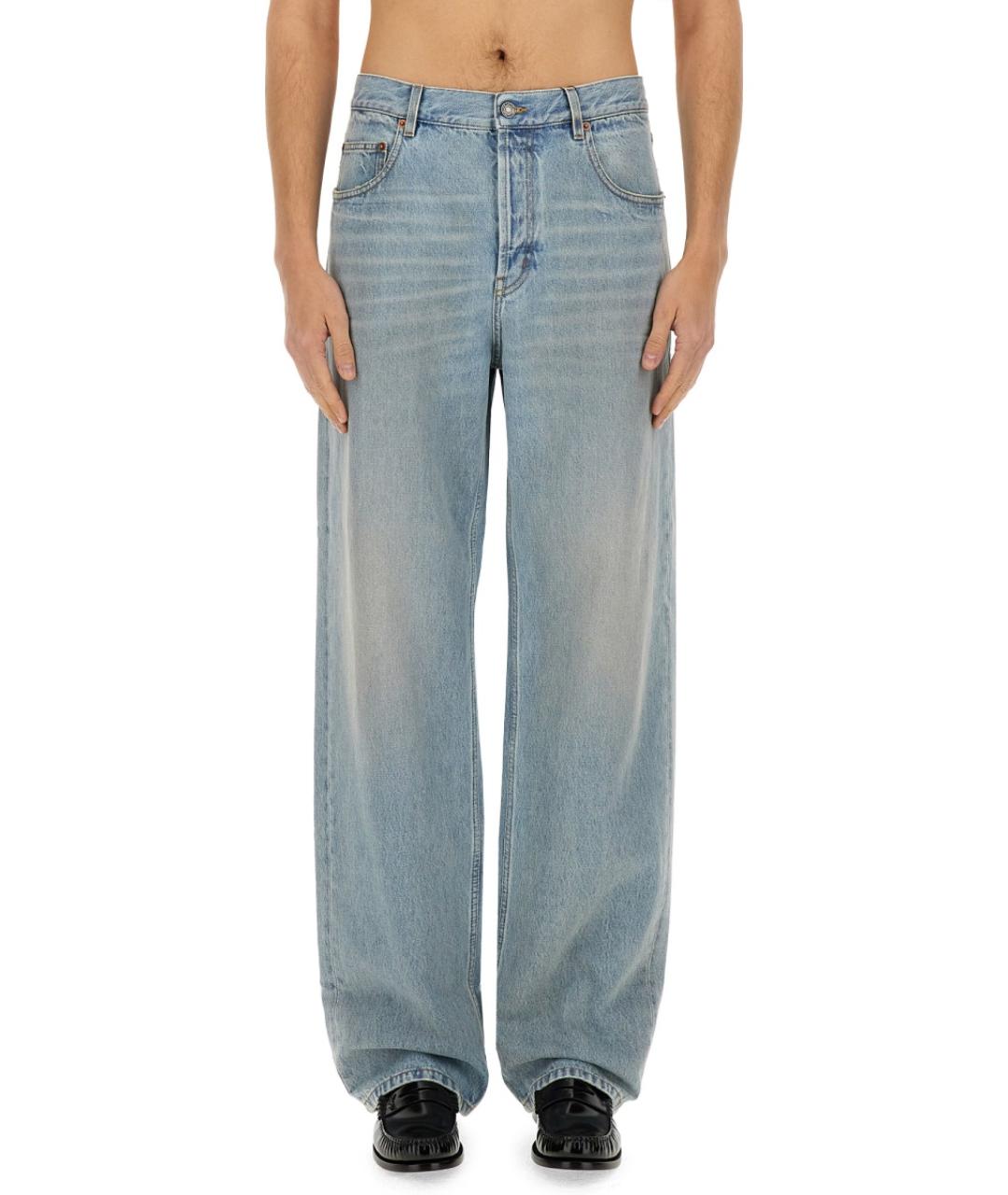 SAINT LAURENT Голубые хлопковые прямые джинсы, фото 2