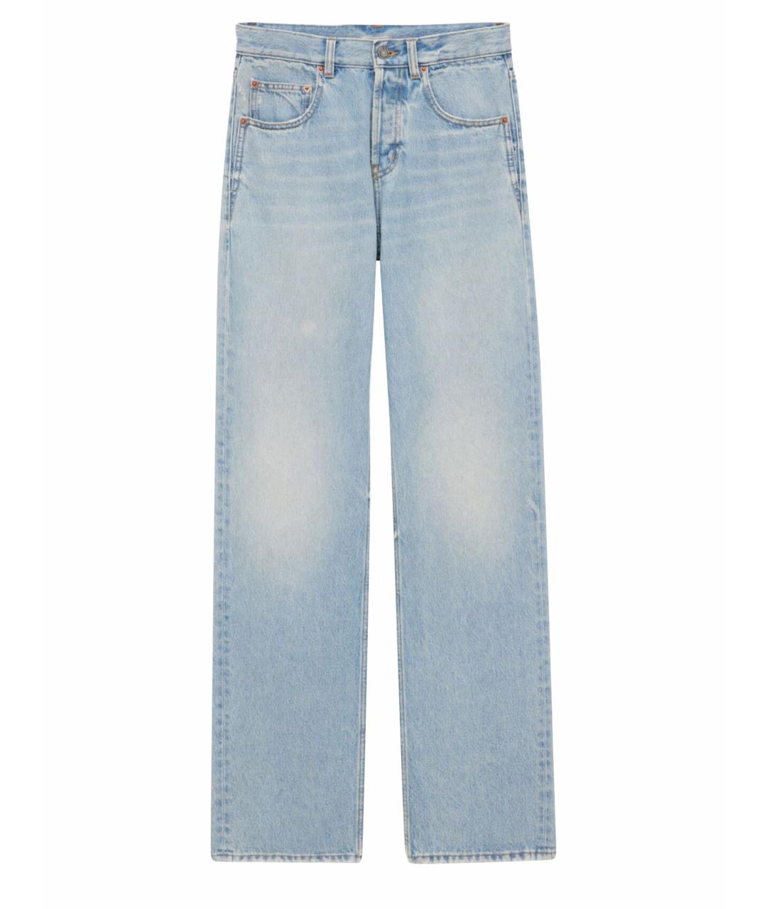 SAINT LAURENT Голубые хлопковые прямые джинсы, фото 1
