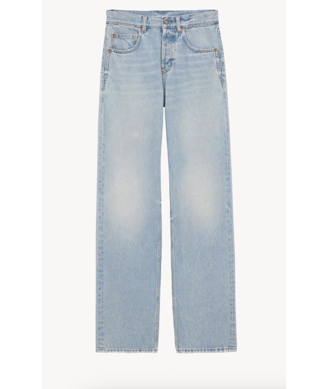 SAINT LAURENT Голубые хлопковые прямые джинсы, фото 6