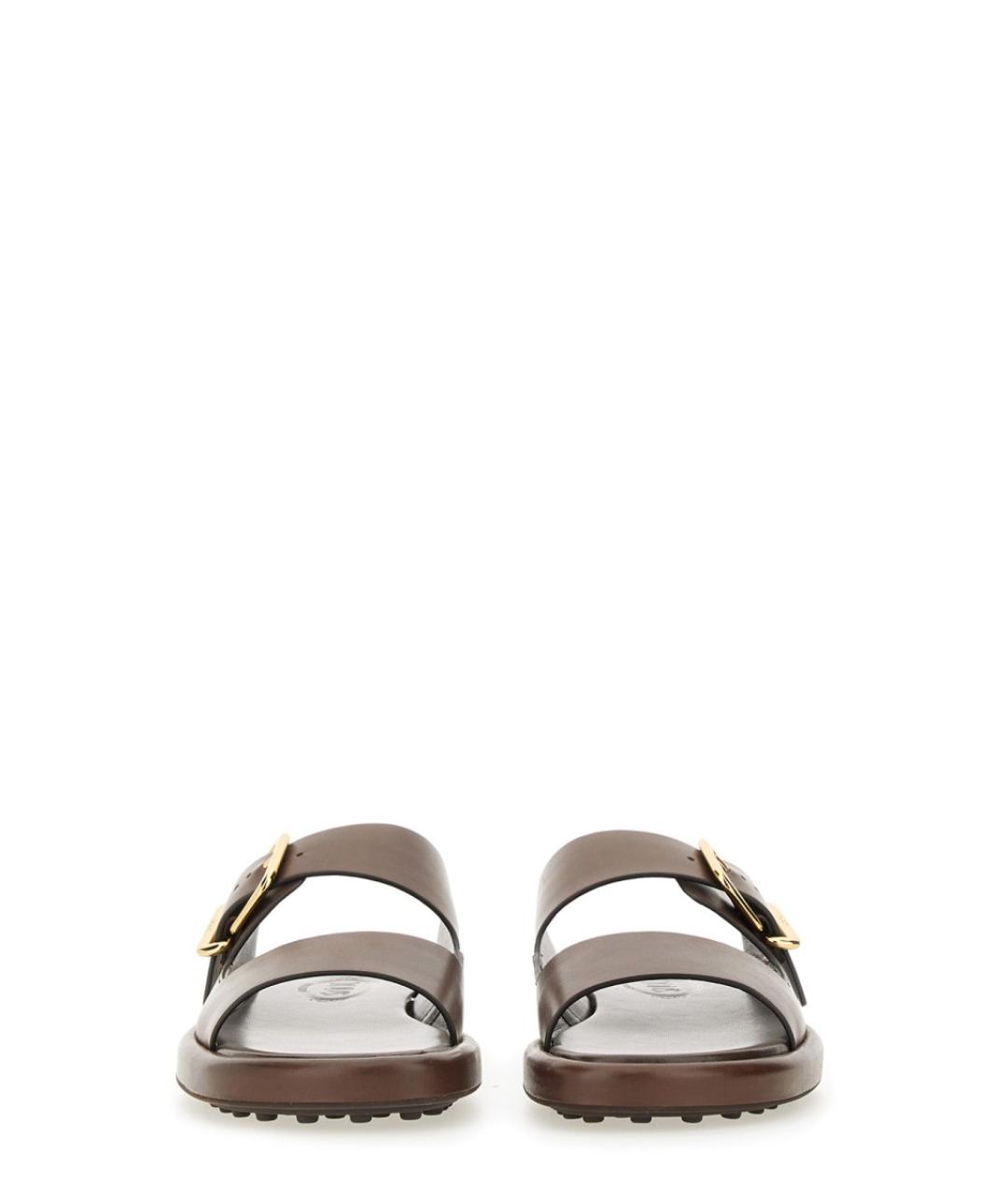 TOD'S Коричневые кожаные шлепанцы, фото 4