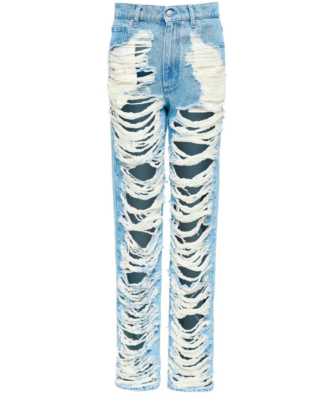 MM6 MAISON MARGIELA Синие хлопковые прямые джинсы, фото 1