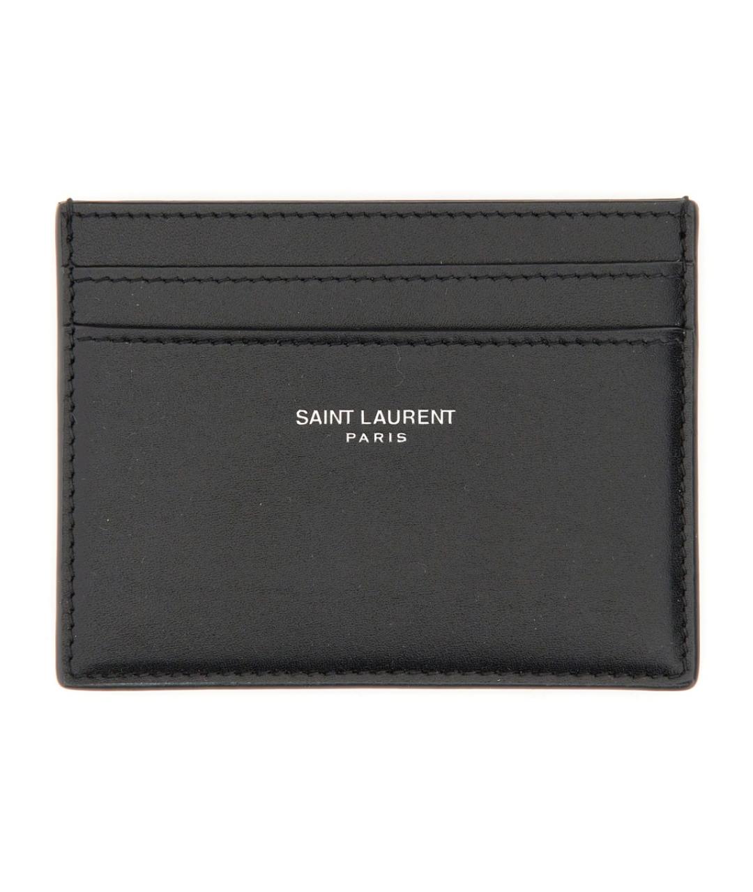 SAINT LAURENT Черный кожаный кардхолдер, фото 1
