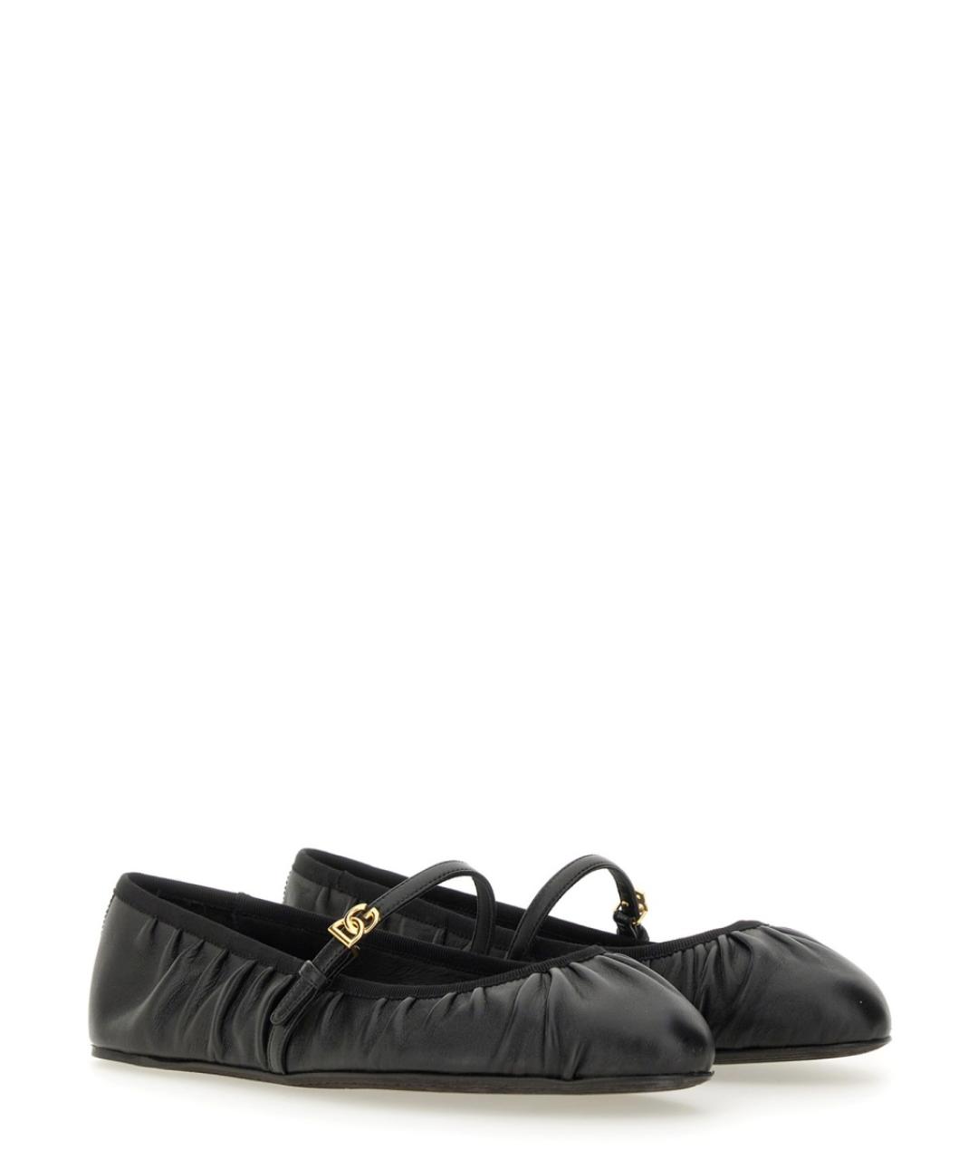 DOLCE&GABBANA Черные кожаные балетки, фото 2