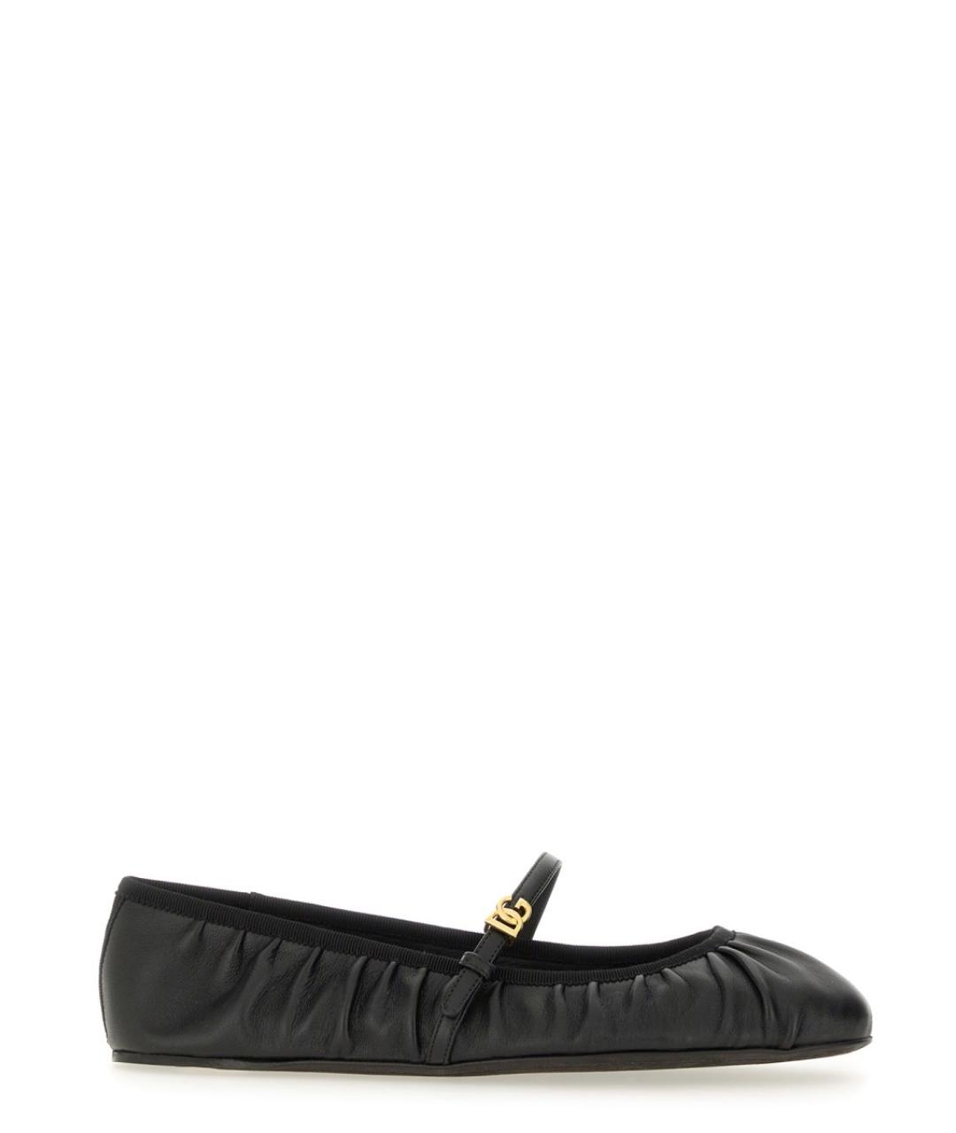 DOLCE&GABBANA Черные кожаные балетки, фото 1