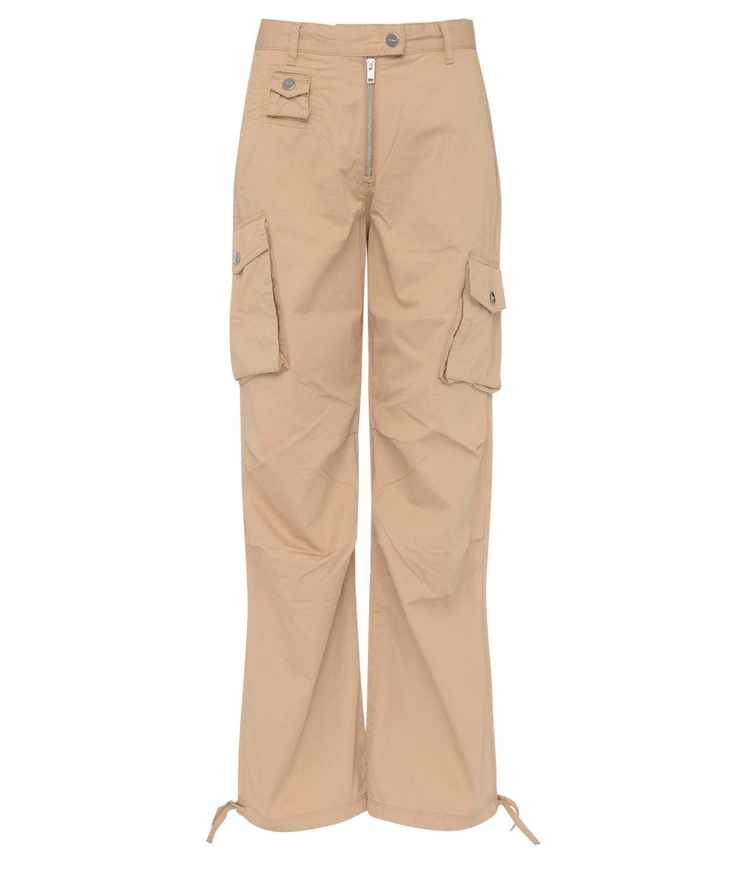 GANNI Бежевые хлопковые прямые брюки, фото 1