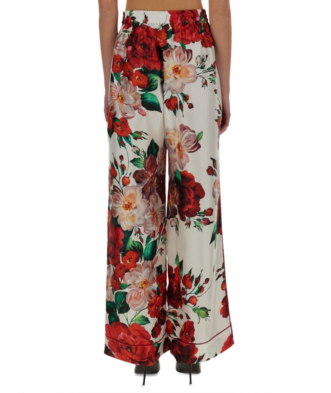DOLCE&GABBANA Мульти шелковые прямые брюки, фото 4