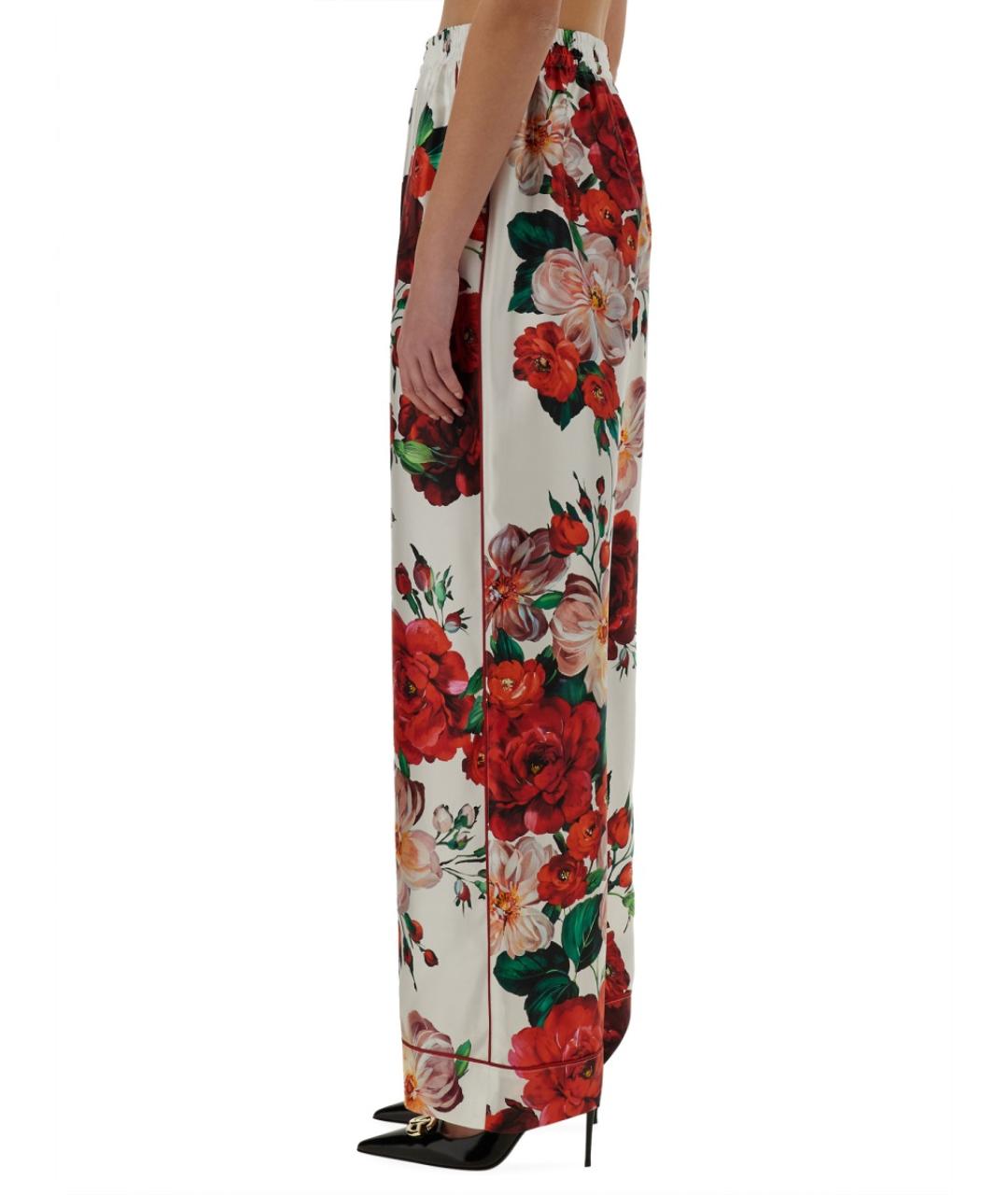 DOLCE&GABBANA Мульти шелковые прямые брюки, фото 5