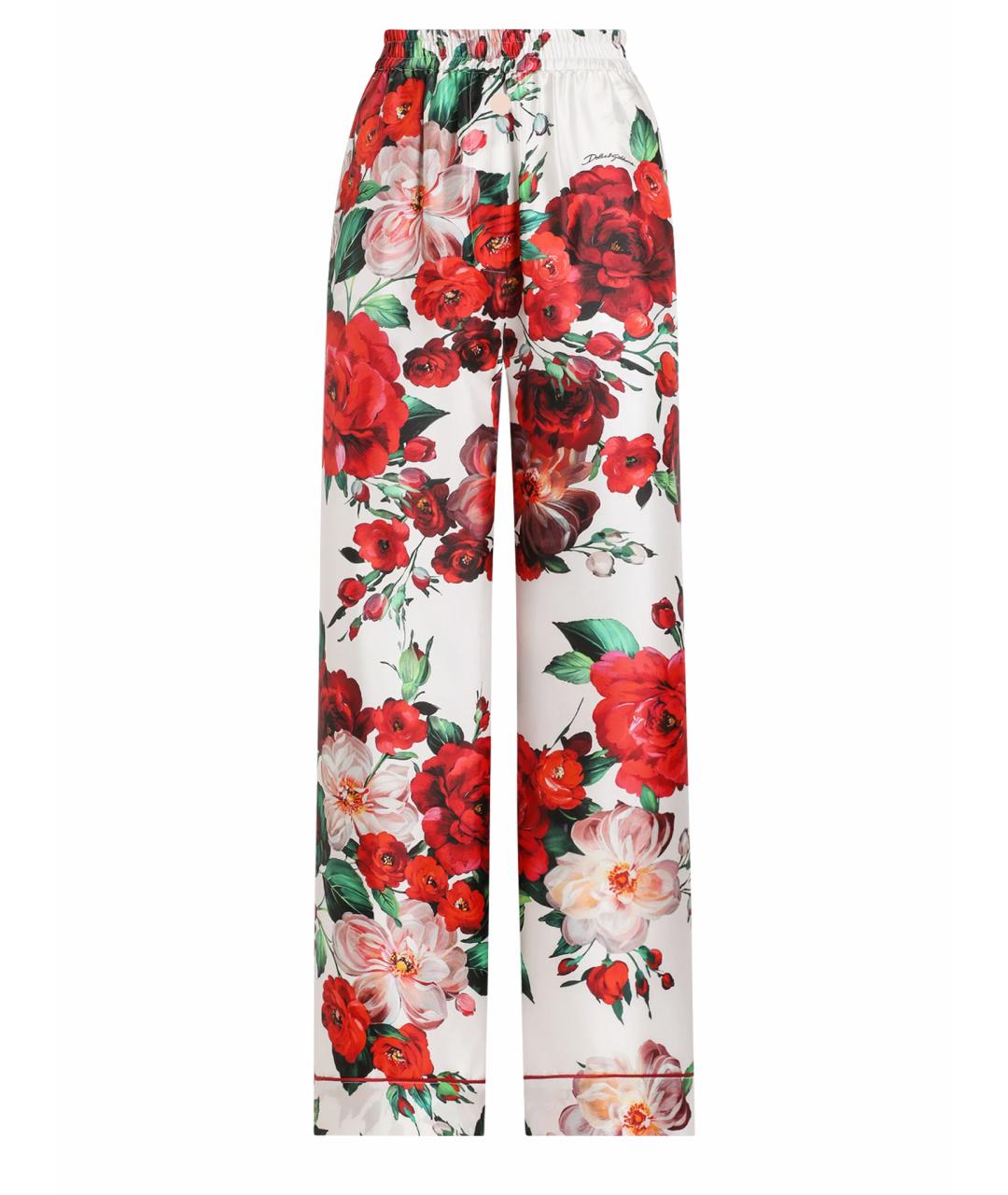 DOLCE&GABBANA Мульти шелковые прямые брюки, фото 1