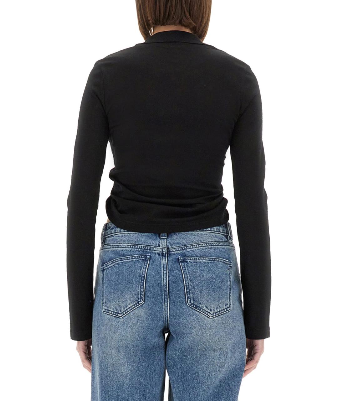 COURREGES Черная хлопковая футболка, фото 4