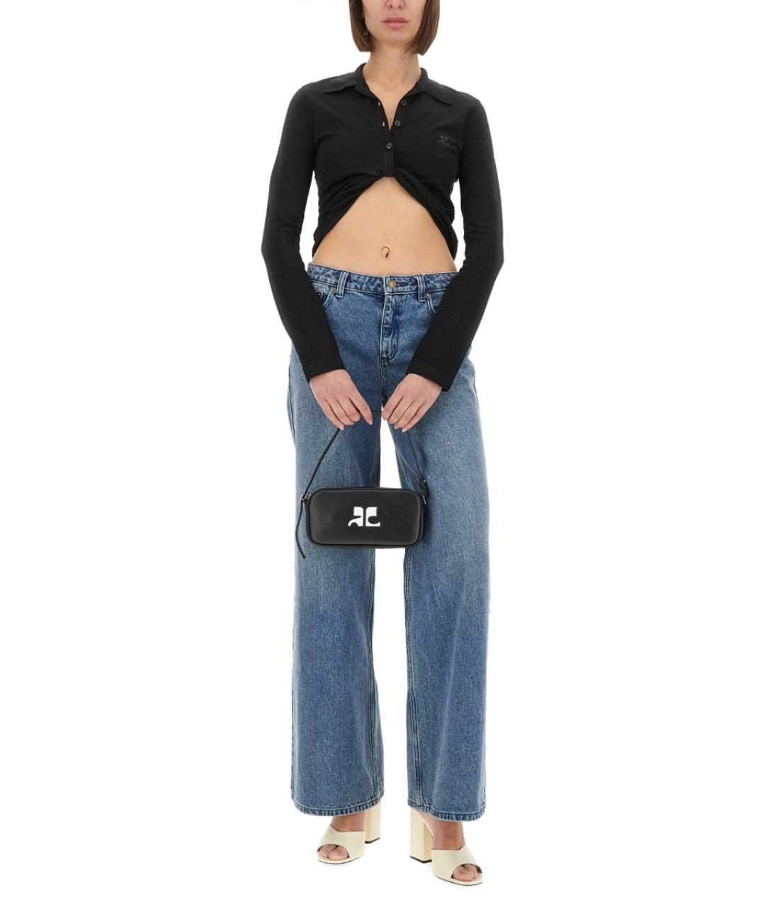 COURREGES Черная хлопковая футболка, фото 3