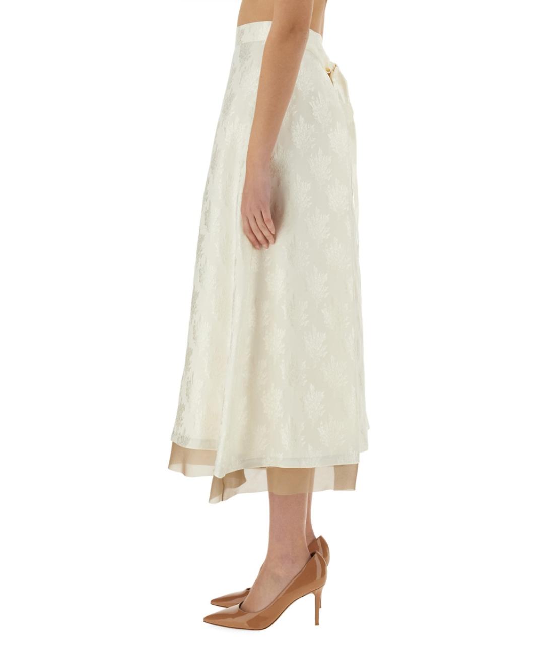 FENDI Белая шелковая юбка миди, фото 5