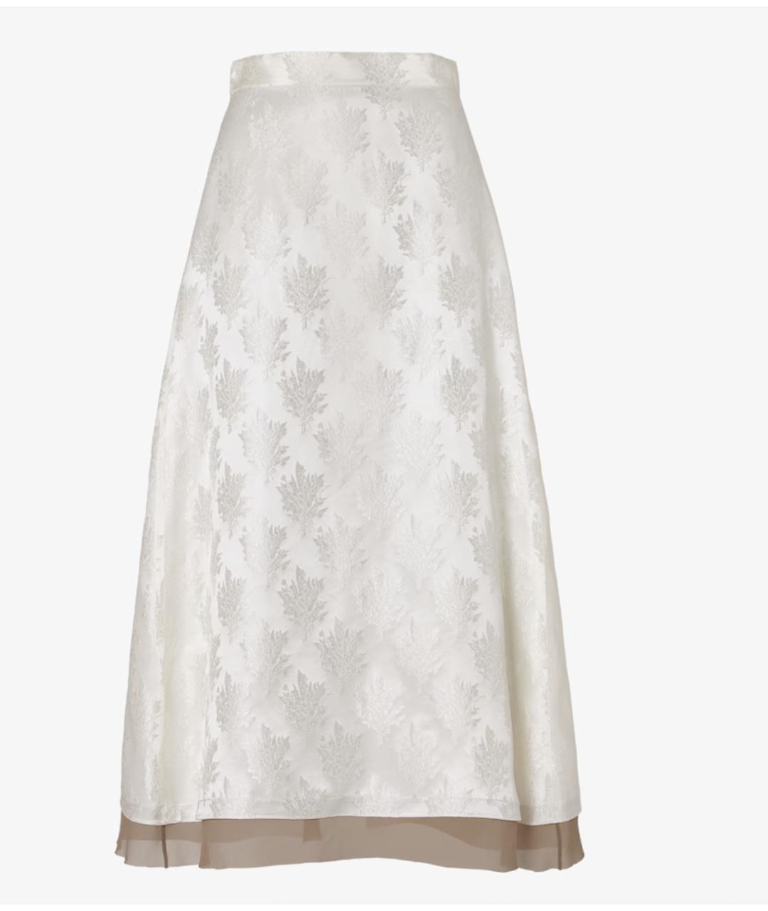 FENDI Белая шелковая юбка миди, фото 6