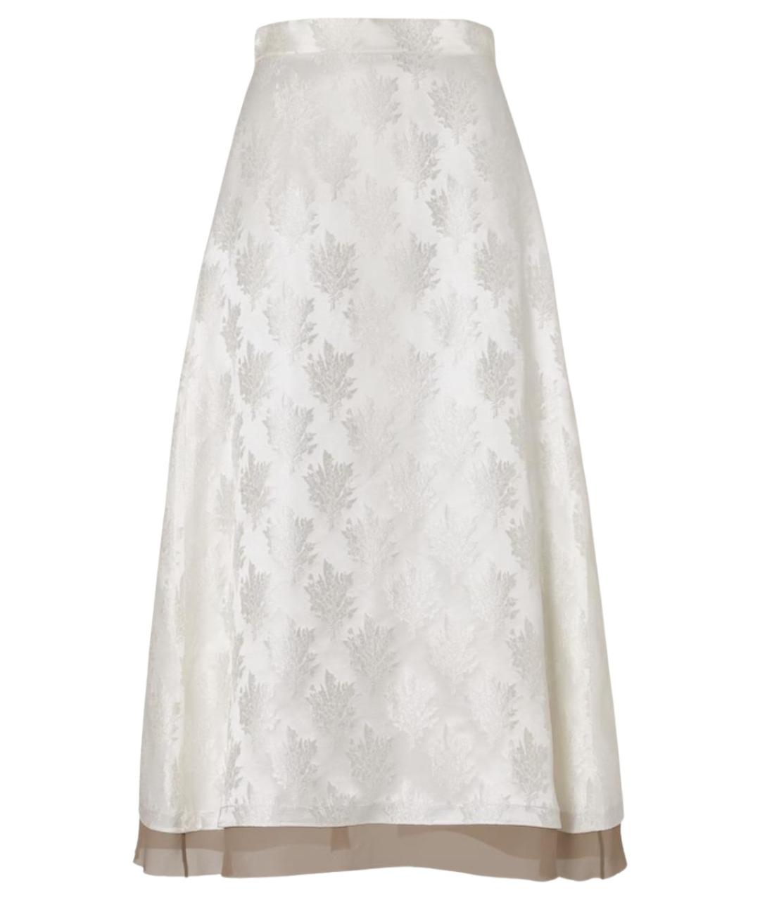 FENDI Белая шелковая юбка миди, фото 1