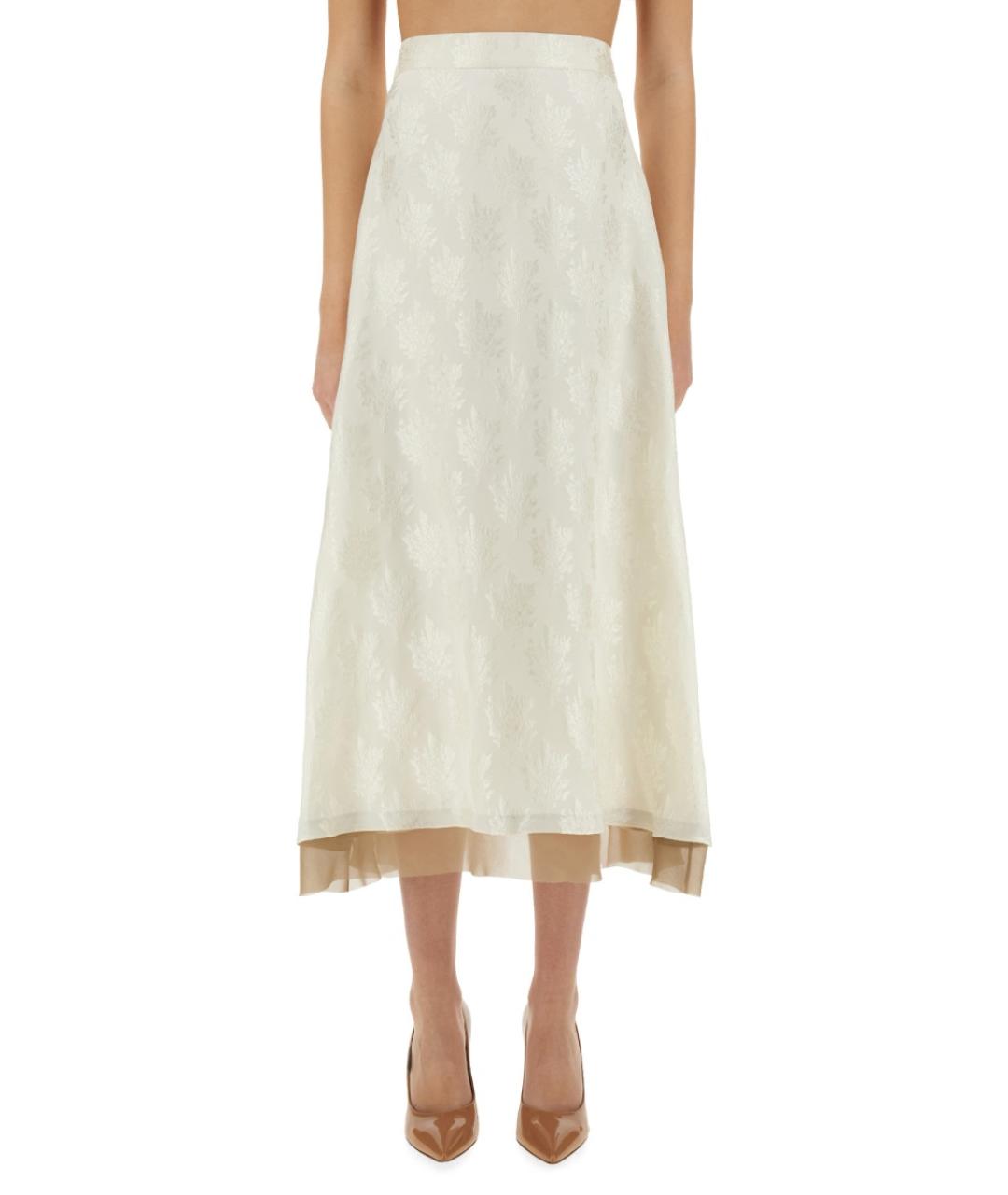 FENDI Белая шелковая юбка миди, фото 2