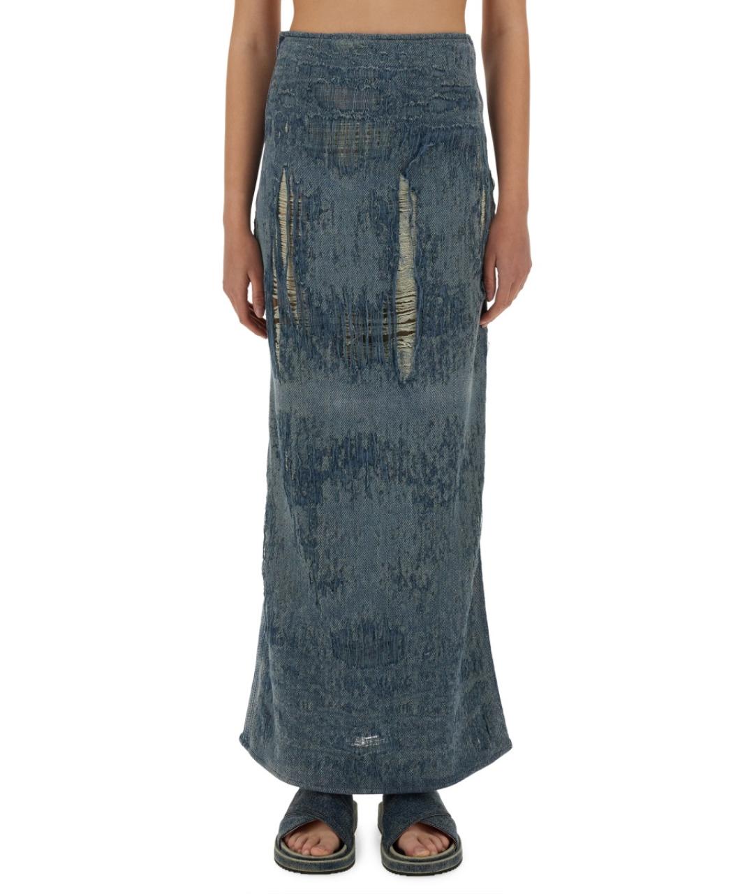 DIESEL Синяя хлопковая юбка макси, фото 5