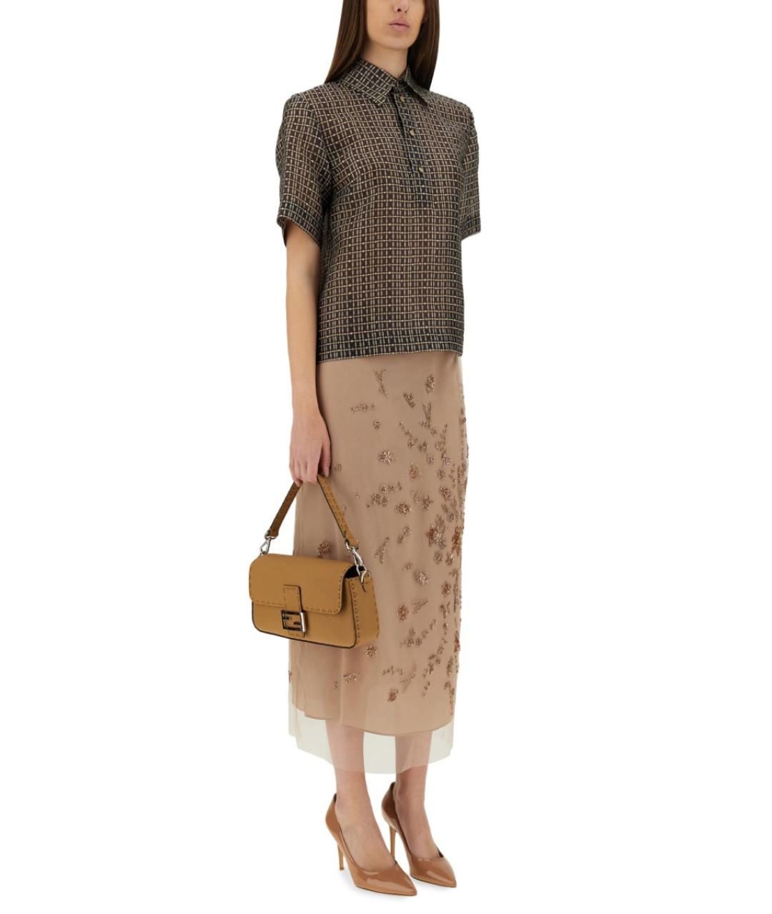 FENDI Коричневая шелковая рубашка, фото 3