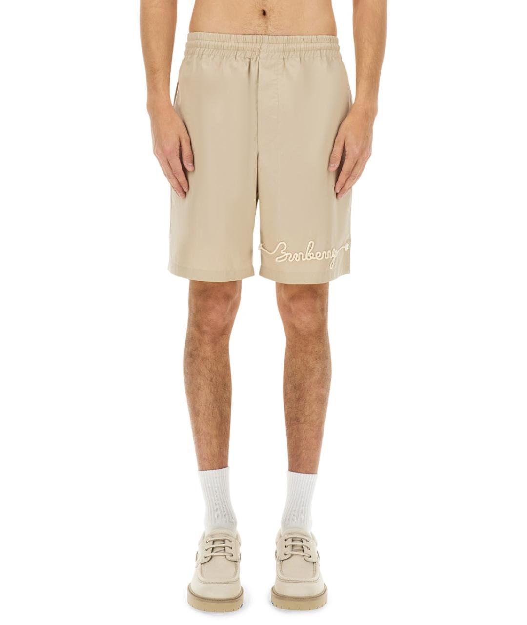 BURBERRY Бежевые хлопковые шорты, фото 2