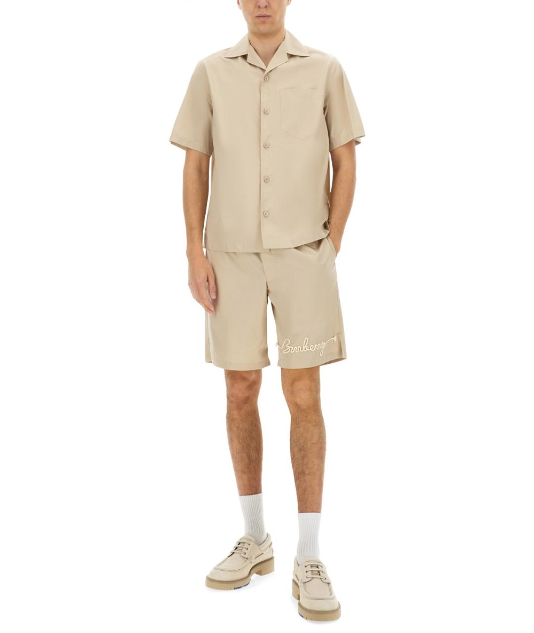 BURBERRY Бежевые хлопковые шорты, фото 3