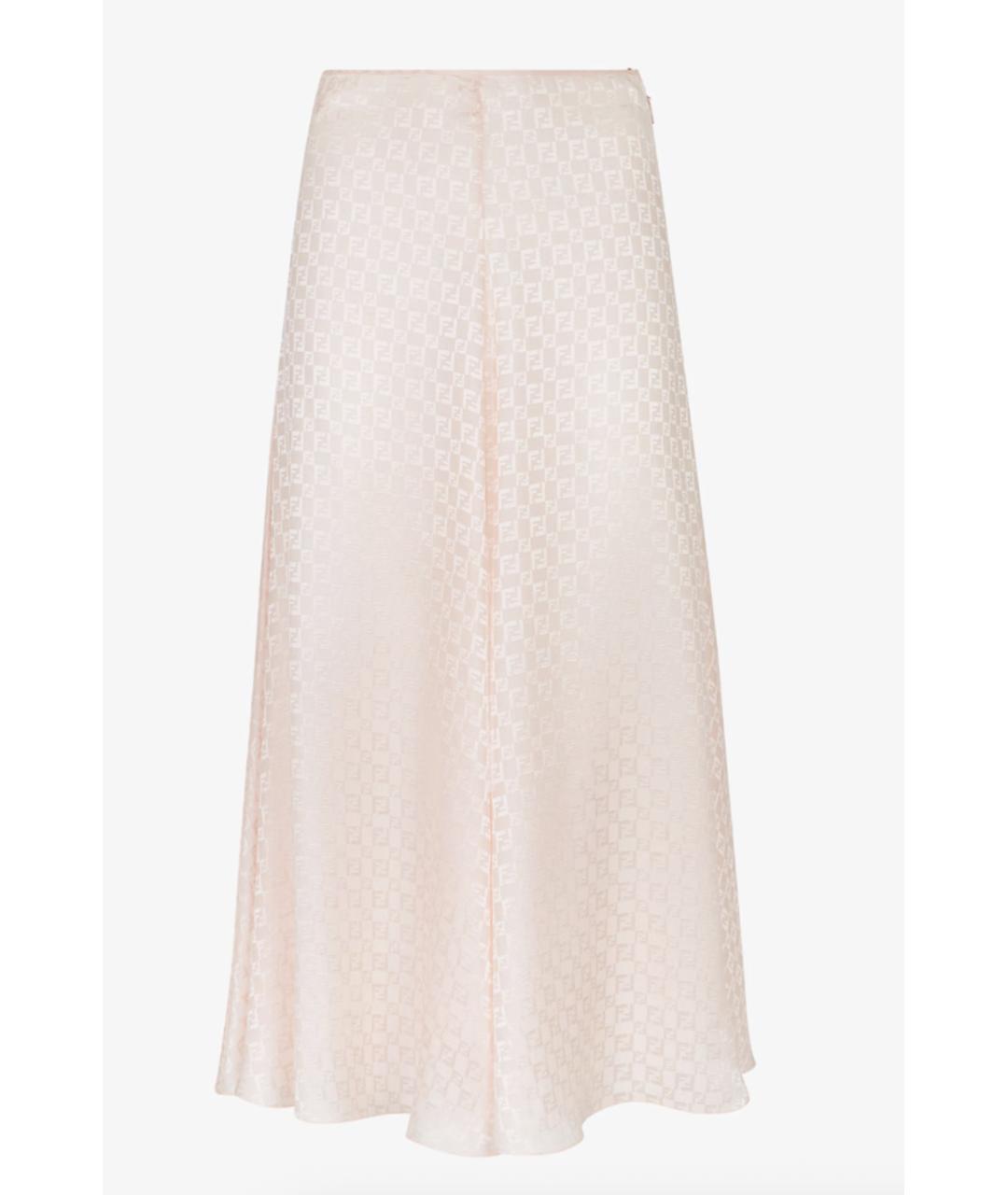 FENDI Розовая шелковая юбка миди, фото 6