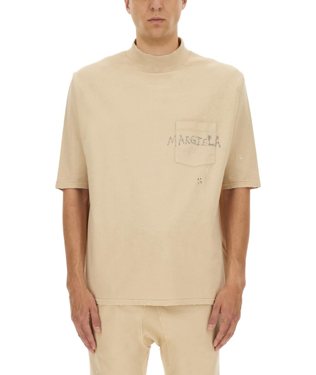 MAISON MARGIELA Бежевая хлопковая футболка, фото 8