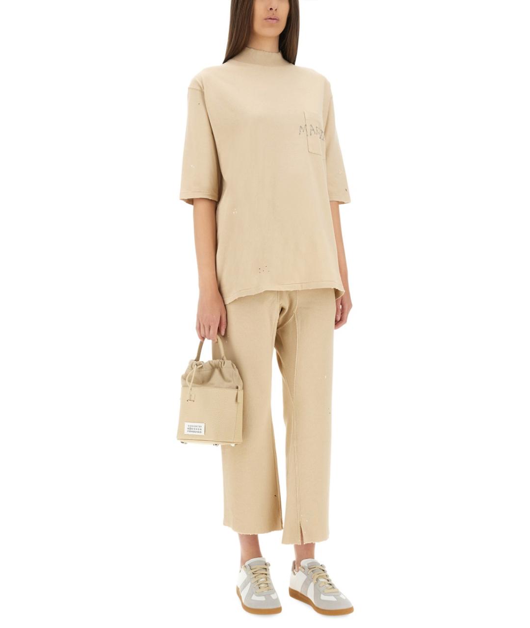 MAISON MARGIELA Бежевая хлопковая футболка, фото 3