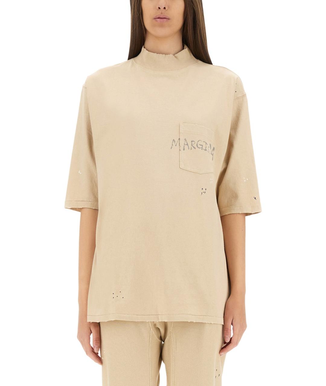 MAISON MARGIELA Бежевая хлопковая футболка, фото 2