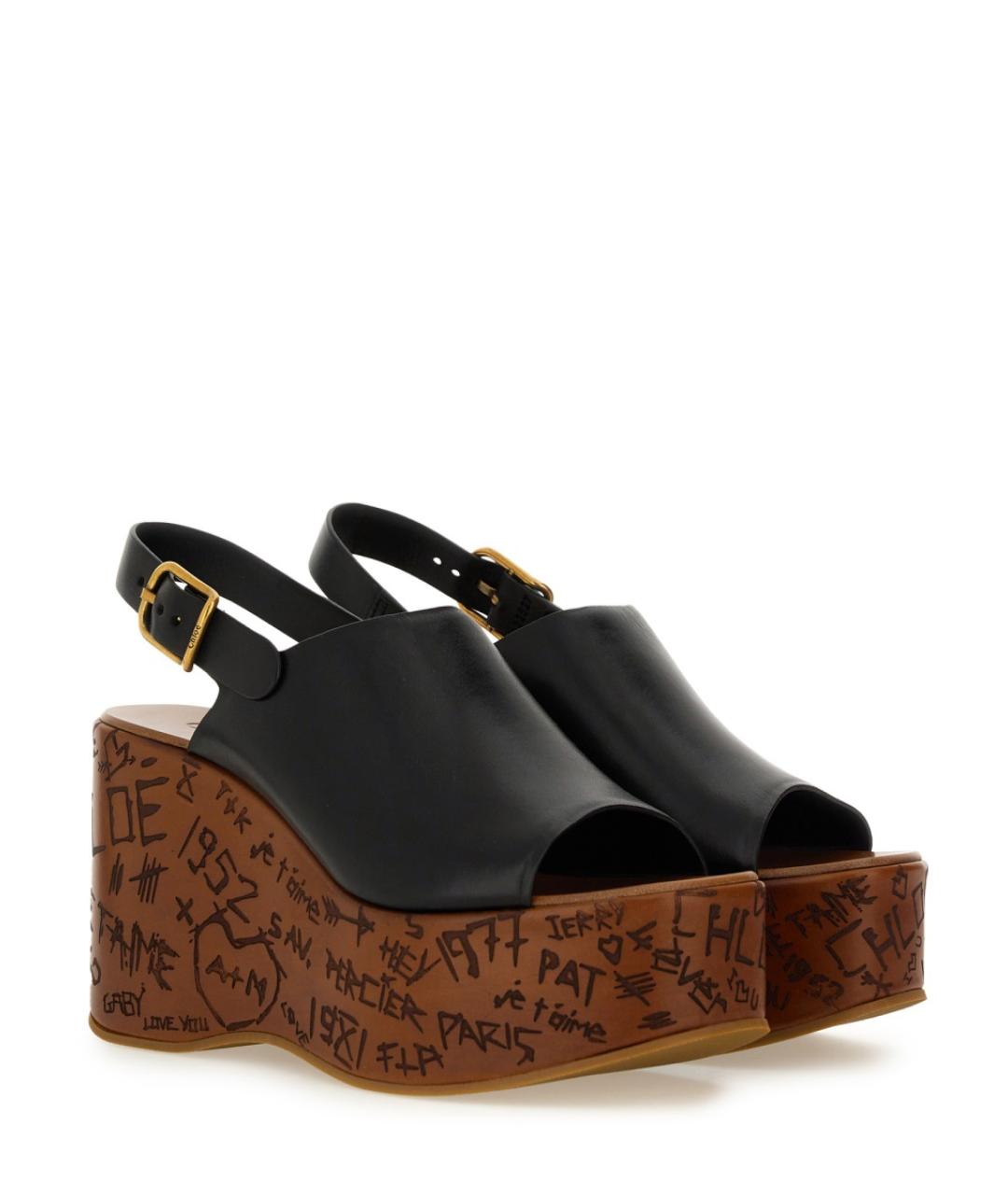 CHLOE Черные кожаные сандалии, фото 3