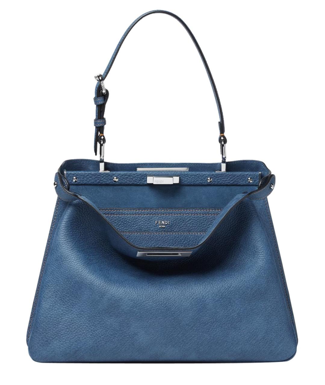 FENDI Синяя кожаная сумка тоут, фото 3