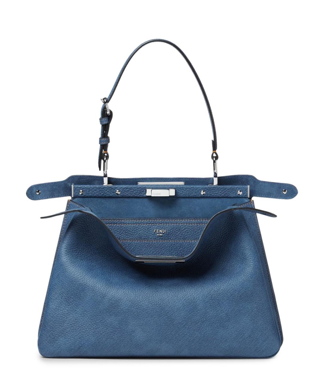 FENDI Синяя кожаная сумка тоут, фото 4