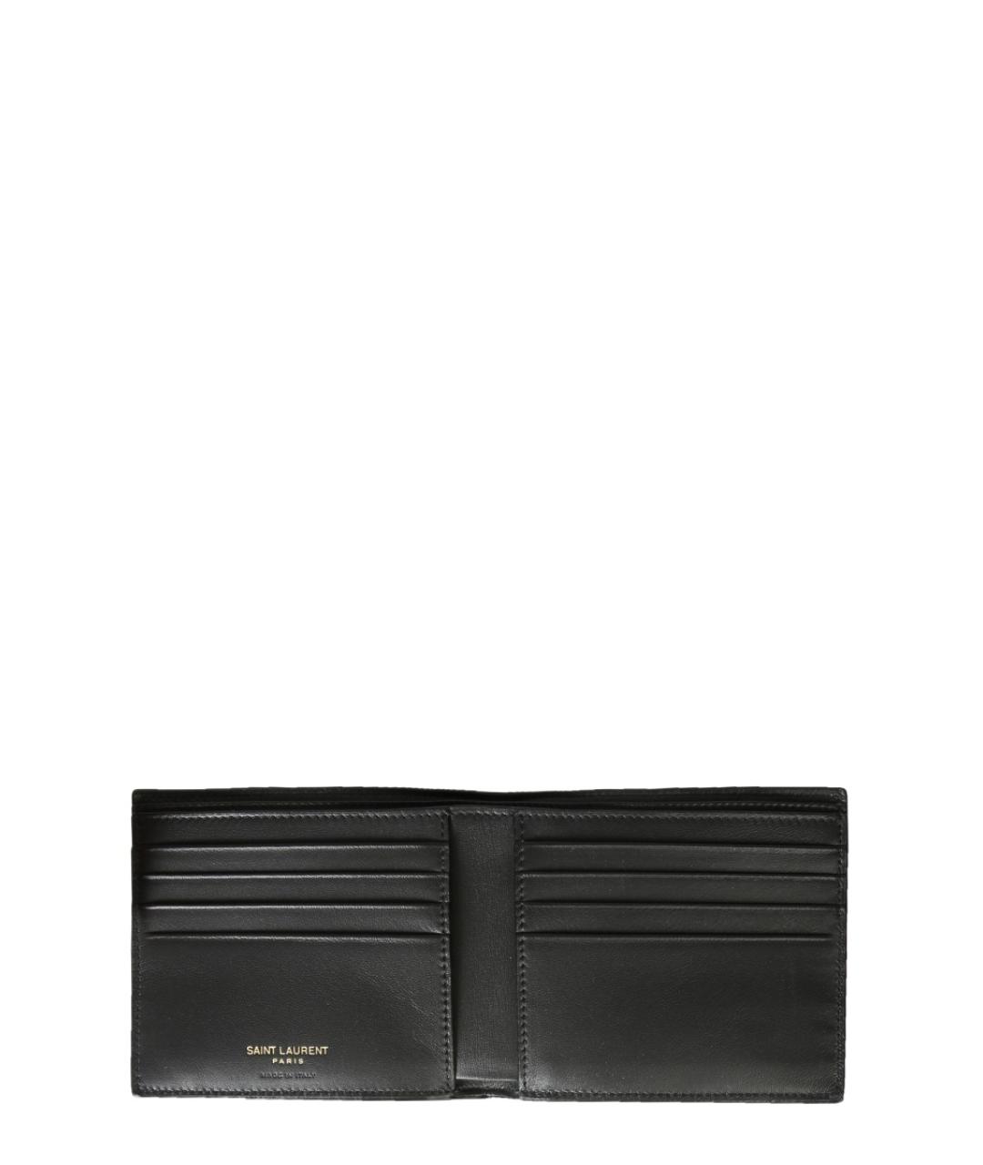 SAINT LAURENT Черный кожаный кошелек, фото 3