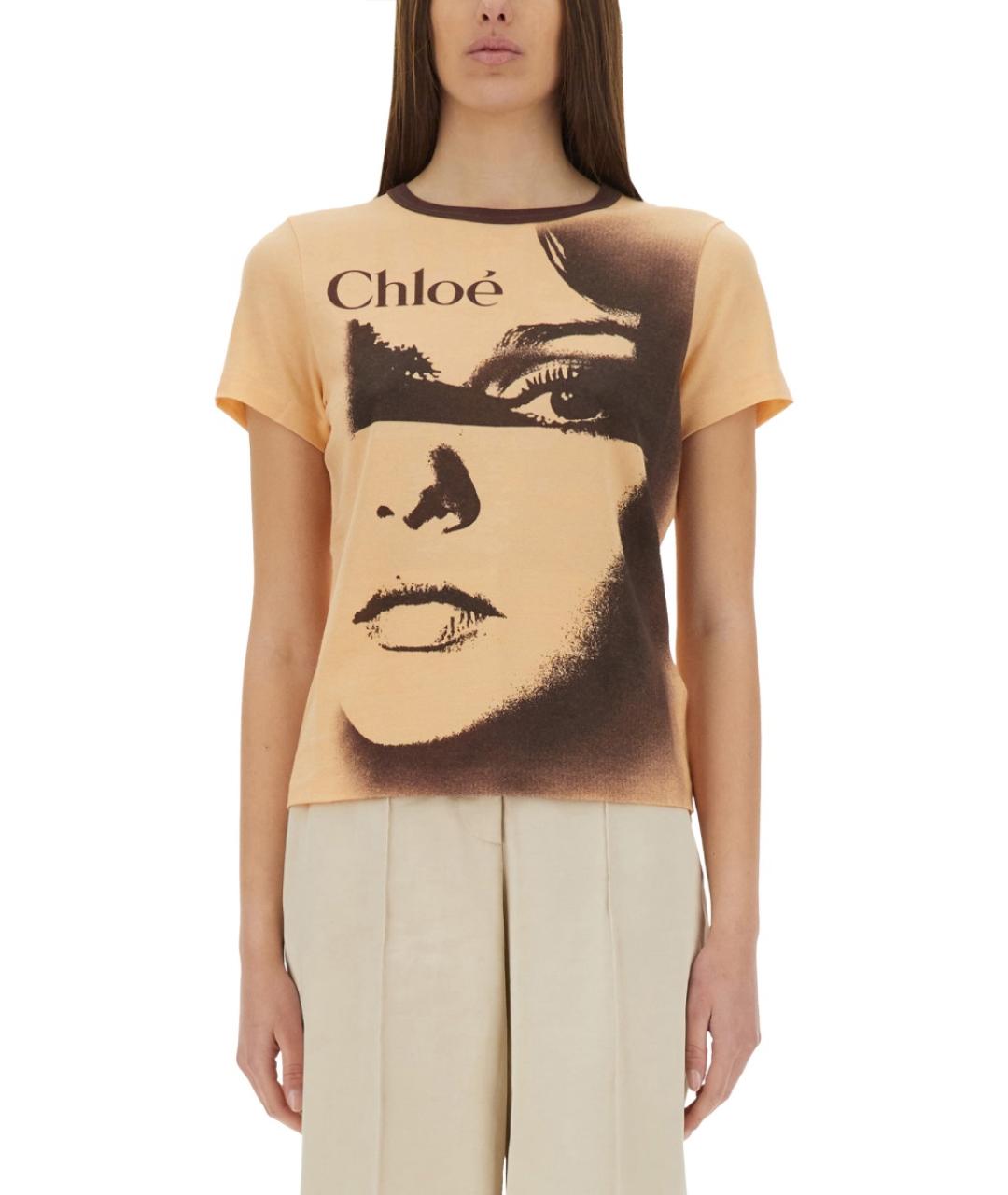 CHLOE Бежевая хлопковая футболка, фото 2