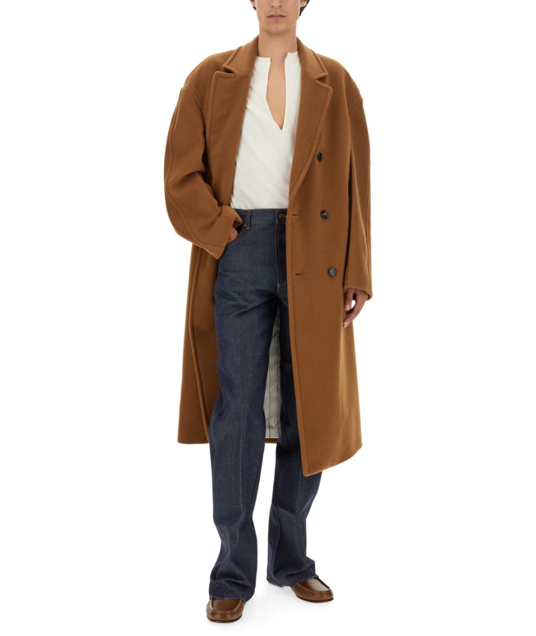 GUCCI Коричневый шерстяной тренч / плащ, фото 3