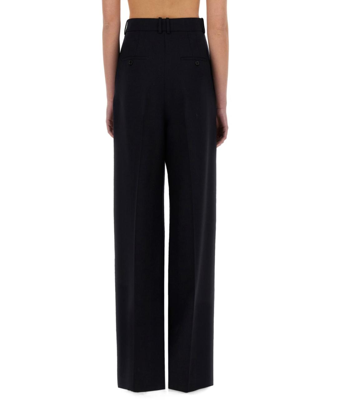 SAINT LAURENT Темно-синие шерстяные прямые брюки, фото 4