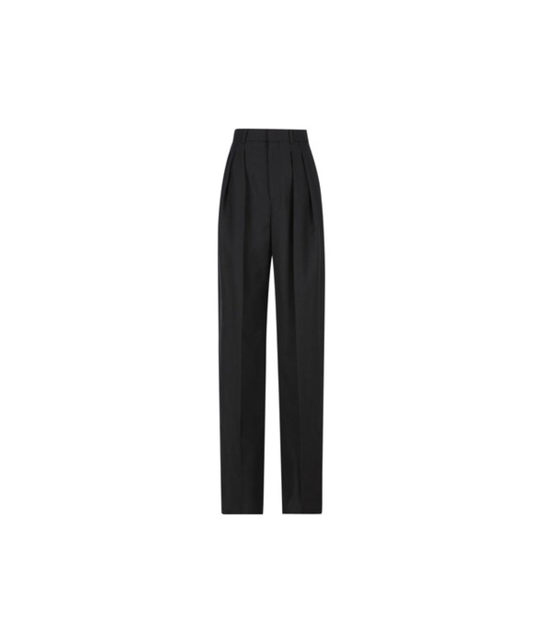 SAINT LAURENT Темно-синие шерстяные прямые брюки, фото 1