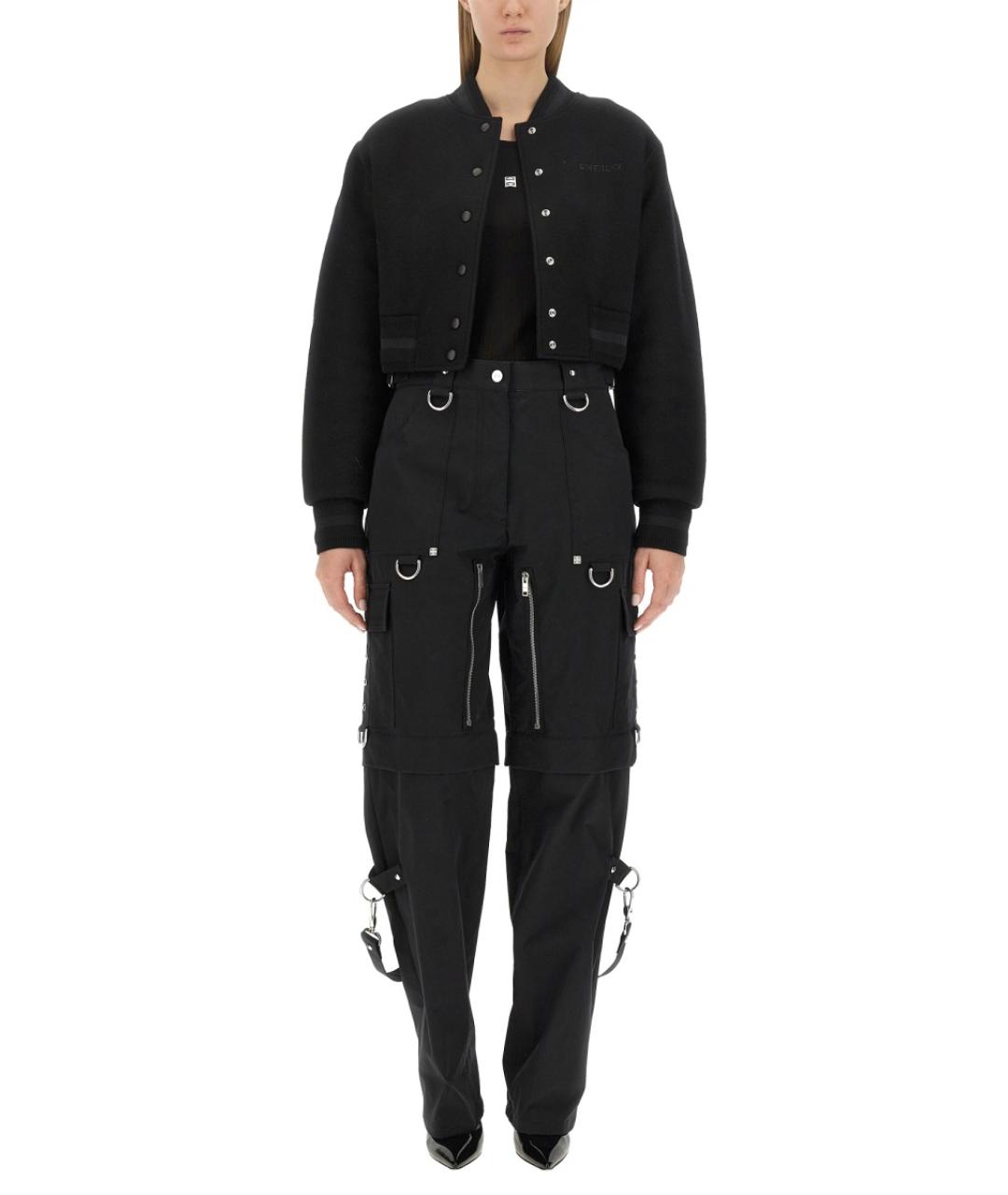GIVENCHY Черные полиэстеровые прямые брюки, фото 3