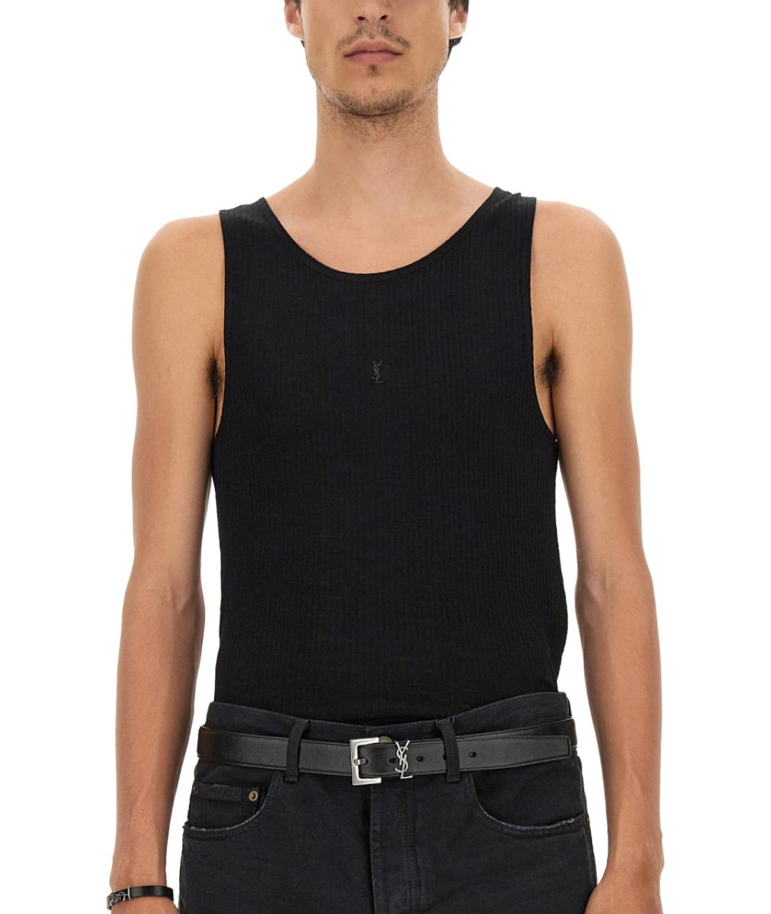 SAINT LAURENT Черная хлопковая майка, фото 4