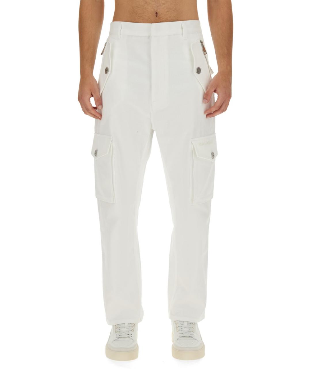 BALMAIN Белые хлопковые повседневные брюки, фото 2