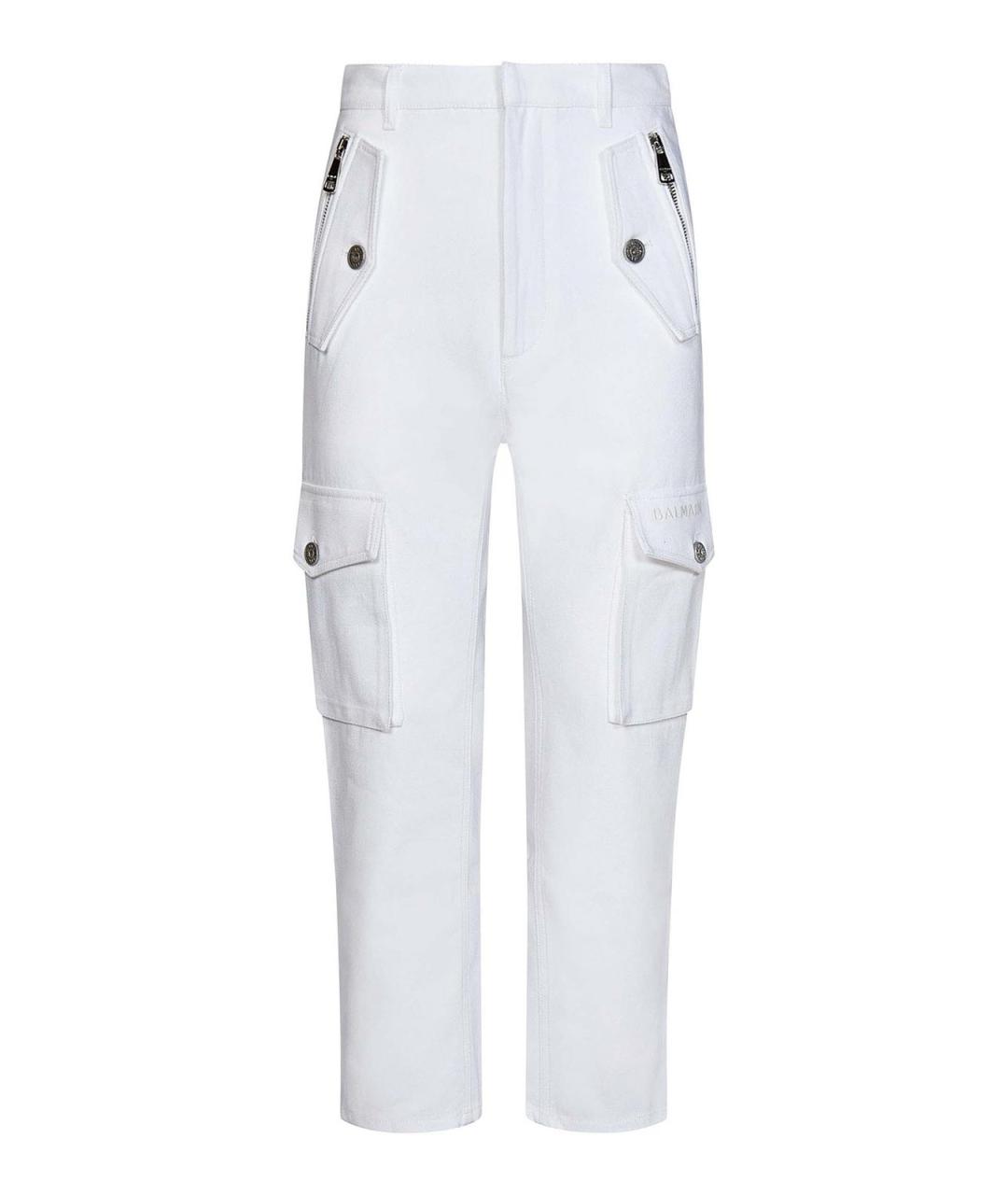 BALMAIN Белые хлопковые повседневные брюки, фото 1