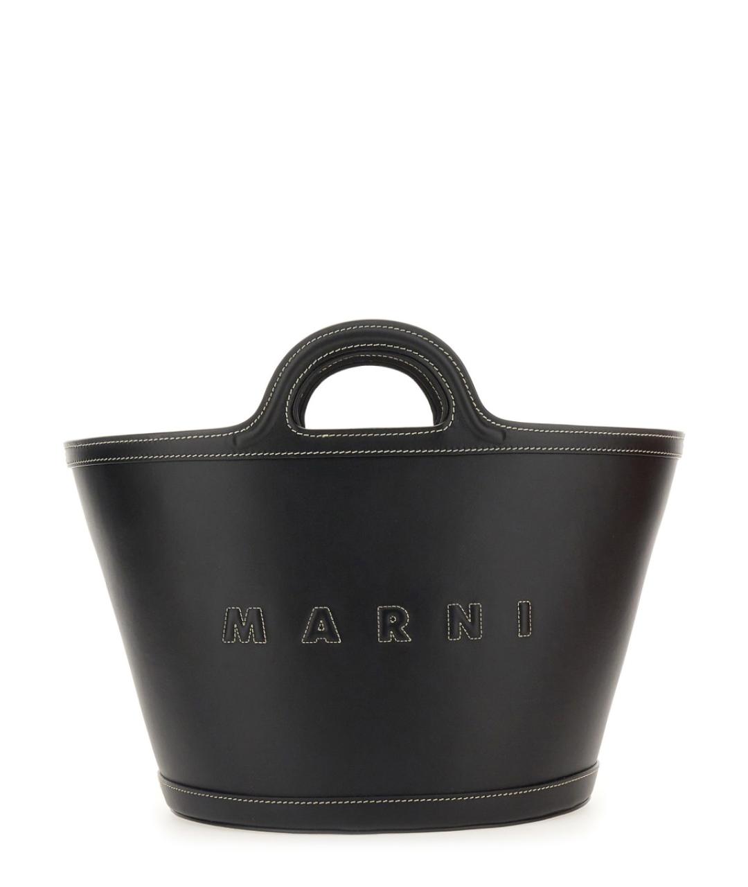 MARNI Черная кожаная сумка тоут, фото 1