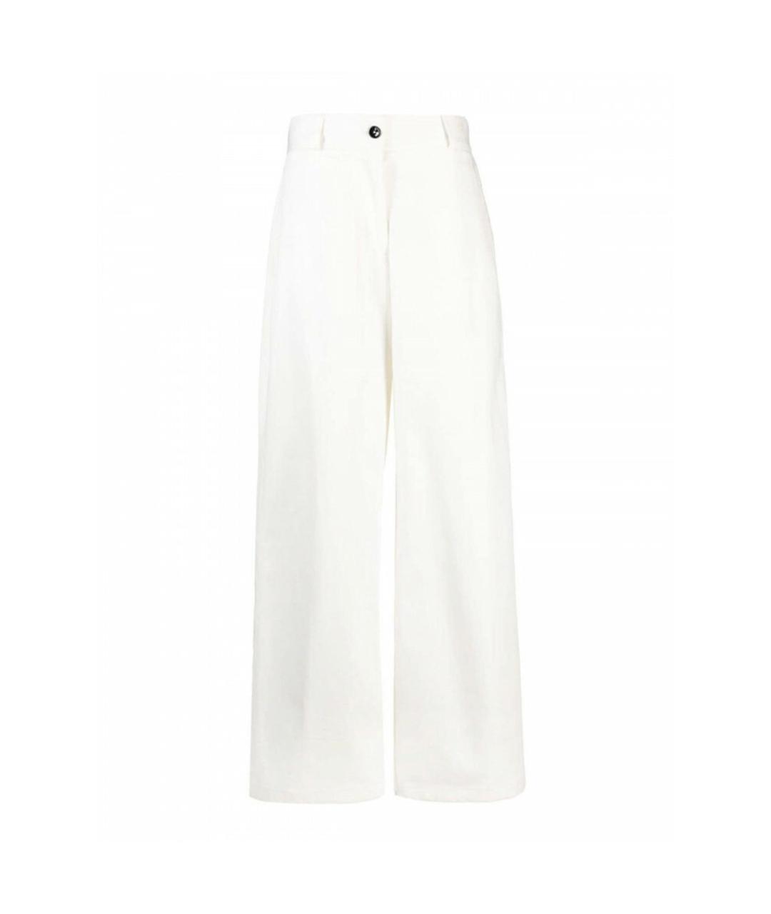 JIL SANDER Белые хлопковые прямые брюки, фото 1